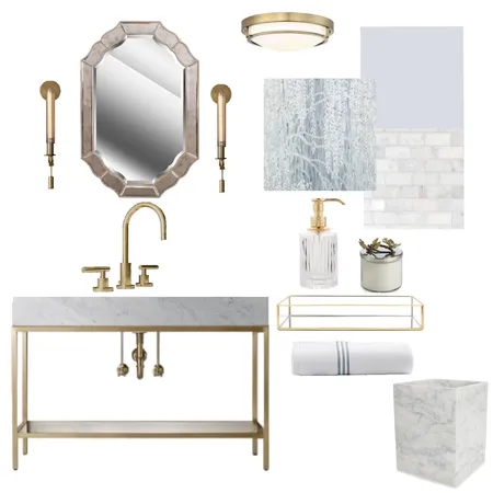 Glam blue powder room Interior Design Mood Board by Nafeesah on Style Sourcebook