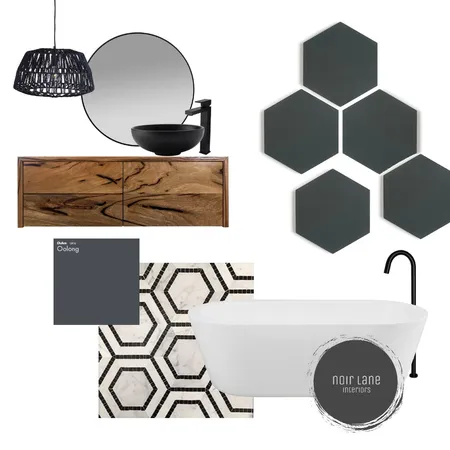 Monochrome Bathroom Interior Design Mood Board by noir_lane on Style Sourcebook