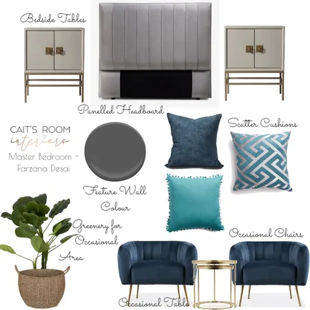 Farzana Master Bedroom Interior Design Mood Board by caitsroom on Style Sourcebook