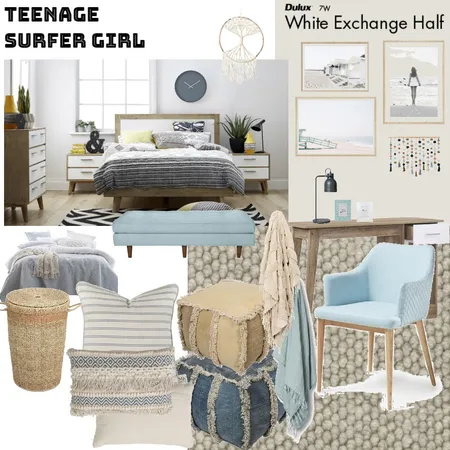 Teenage Surfer Girl Bedroom Interior Design Mood Board by Jo Laidlow on Style Sourcebook