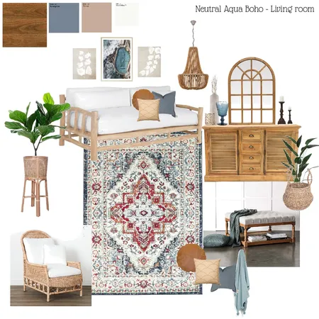 Neutral Aqua Boho Interior Design Mood Board by bipasha on Style Sourcebook