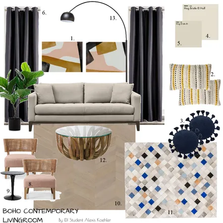 Boho Contemporary Livingrom Interior Design Mood Board by AlexisK on Style Sourcebook