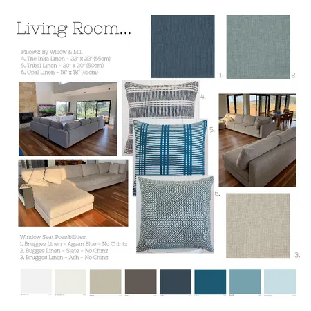 Living Room - Blues - x3 Pillows Interior Design Mood Board by lmg interior + design on Style Sourcebook