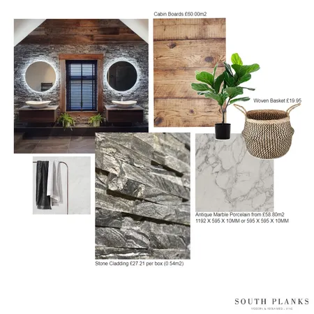 Modern Rustic Bathroom Interior Design Mood Board by South Planks on Style Sourcebook