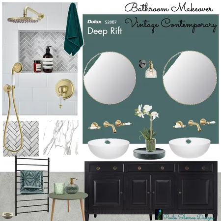 Vintage bathroom green Interior Design Mood Board by Paula Sherras Designs on Style Sourcebook