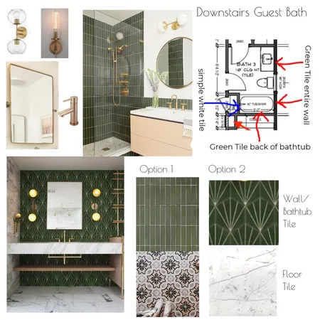 Green Guest Bathroom Interior Design Mood Board by megtimmons on Style Sourcebook