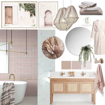Blush pampas bathroom Interior Design Mood Board by Oleander & Finch Interiors on Style Sourcebook
