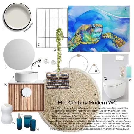 Mid-Century Modern WC Interior Design Mood Board by mistie on Style Sourcebook