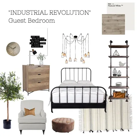 "Industrial Revolution" Guest Room Interior Design Mood Board by AlainaPhillippi on Style Sourcebook