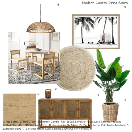 Modern Coastal Dining Room Interior Design Mood Board by nel767 on Style Sourcebook