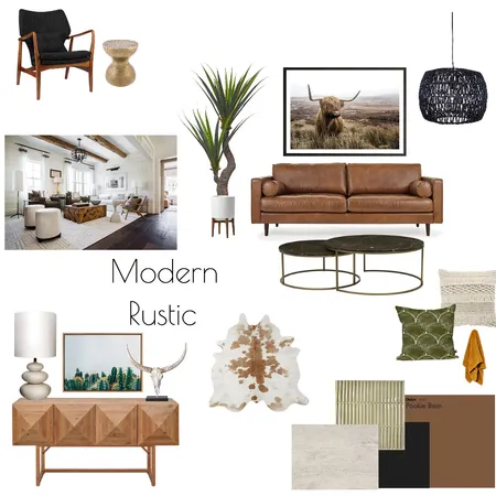 Rustic Modern Living Room Interior Design Mood Board by missmo on Style Sourcebook