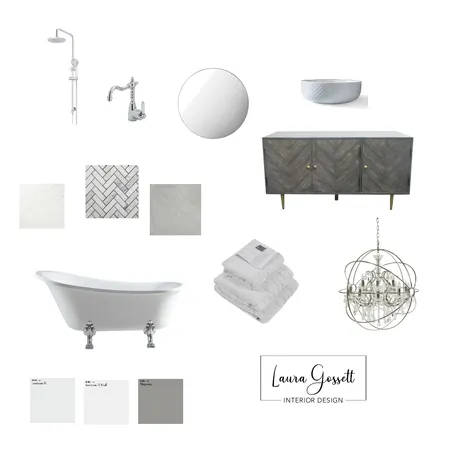Gray Glam Bathroom Interior Design Mood Board by Laura G