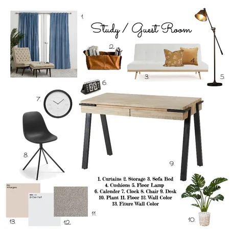 Study/Guest Room Interior Design Mood Board by Alyssa on Style Sourcebook