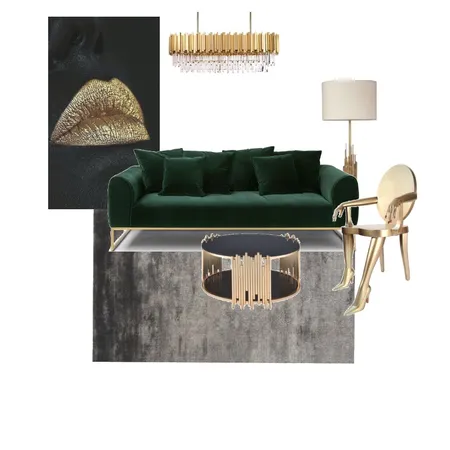 Black and gold, green sofa livingroom Interior Design Mood Board by Simona Jack on Style Sourcebook