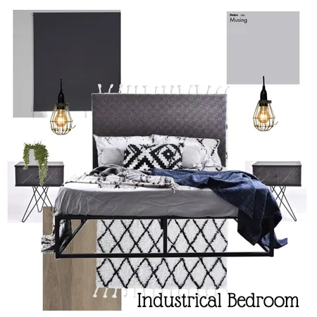 industrial dark bedroom Interior Design Mood Board by Janineandmitchell on Style Sourcebook