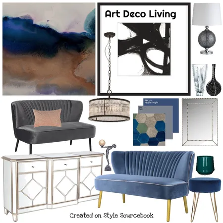 Art Deco Living Room Interior Design Mood Board by Shilpa on Style Sourcebook