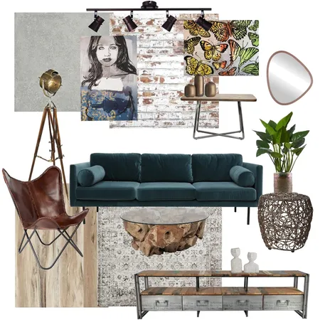 Industrial living room Interior Design Mood Board by Bruna da Rosa on Style Sourcebook