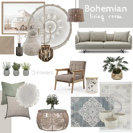 Bohemian Living Room Interior Design Mood Board by interiarc on Style Sourcebook