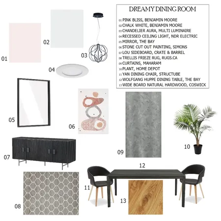 Module 9 Dining Room - Sample Board Interior Design Mood Board by bhavishapatel on Style Sourcebook