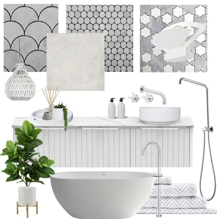 White & Grey Bathroom Interior Design Mood Board by BecHeerings on Style Sourcebook