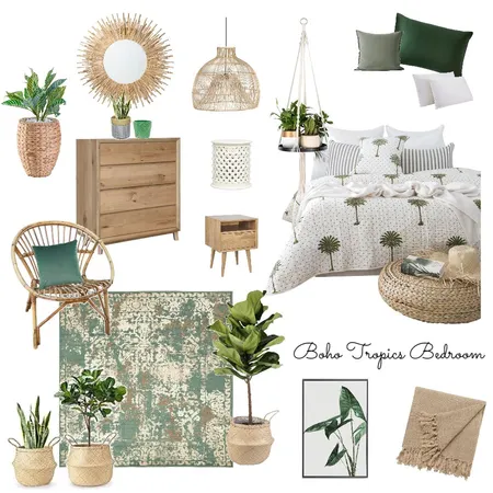 Boho Tropics Bedroom Interior Design Mood Board by Andonia Interior Design on Style Sourcebook