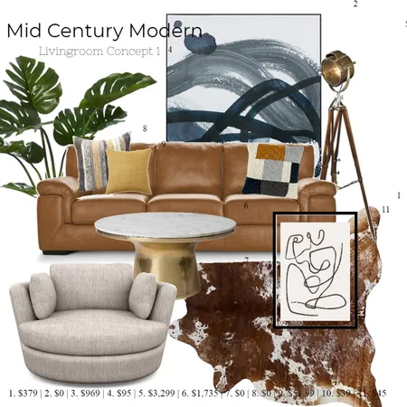 Mid Century Modern Concept 1 Interior Design Mood Board by Miss Micah J on Style Sourcebook