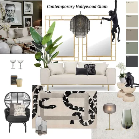 Monochrome Tropical Glam Interior Design Mood Board by Karolina on Style Sourcebook