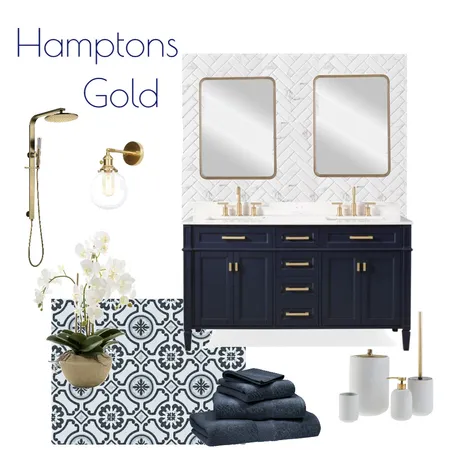 Hamptons Gold Ensuite Interior Design Mood Board by Kohesive on Style Sourcebook