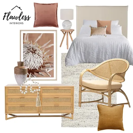 boho styled guest bedroom Interior Design Mood Board by Flawless Interiors Melbourne on Style Sourcebook