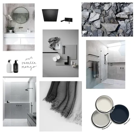 Kellys ensuite moody grey Interior Design Mood Board by Stone and Oak on Style Sourcebook