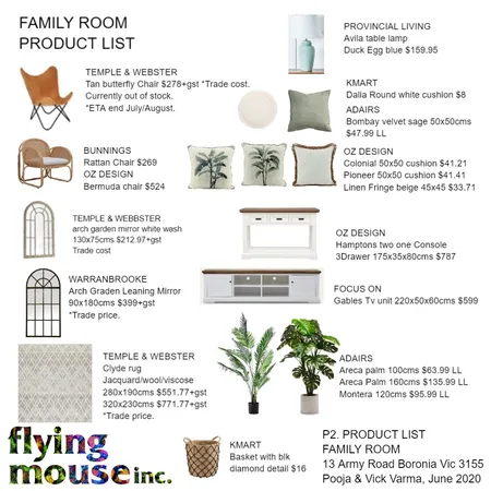 Pooja - P2.Product List: Family Rooom Interior Design Mood Board by Flyingmouse inc on Style Sourcebook