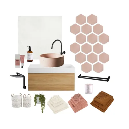 Pink Hive Mosaic Bathroom Interior Design Mood Board by Steph Nereece on Style Sourcebook