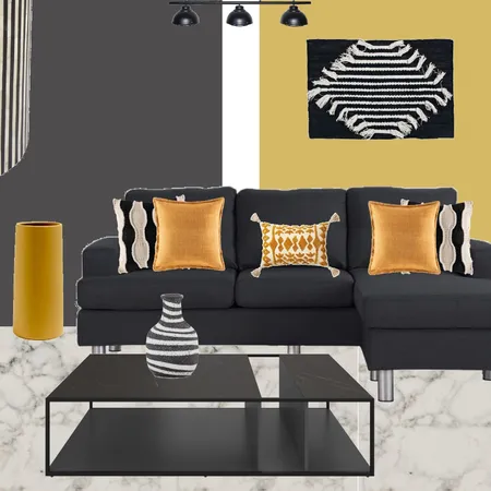Charcoal and mustard living room Interior Design Mood Board by dekel on Style Sourcebook