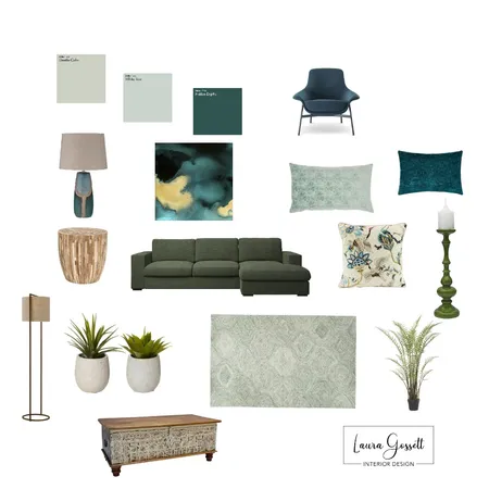 Green Living Room Interior Design Mood Board by Laura G on Style Sourcebook