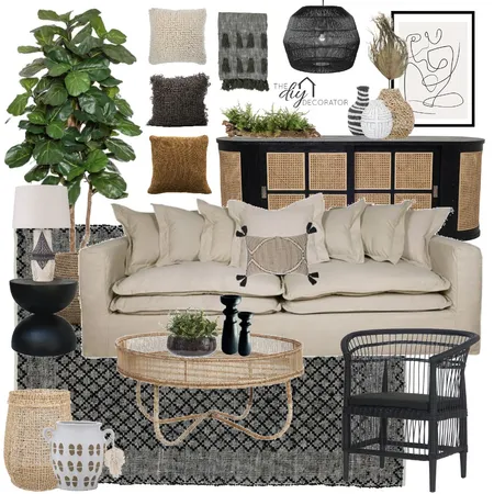 Black boho Interior Design Mood Board by Thediydecorator on Style Sourcebook