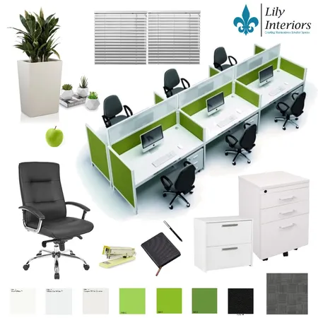 Green Office Space Mood Board - Fresh Interior Design Mood Board by Lily Interiors on Style Sourcebook