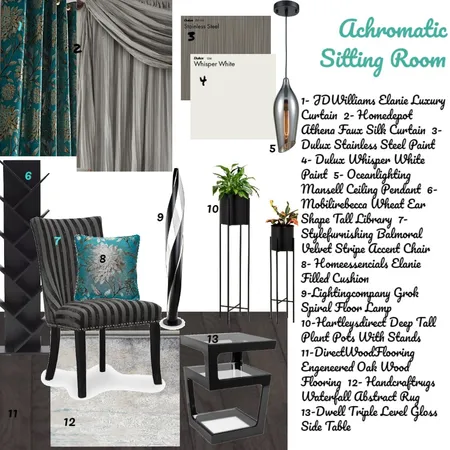 Achromatic Sitting Room Interior Design Mood Board by Laczi Emôke on Style Sourcebook