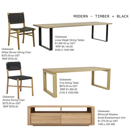 mODERN bLACK + tIMBER Interior Design Mood Board by poppie@oharchitecture.com.au on Style Sourcebook