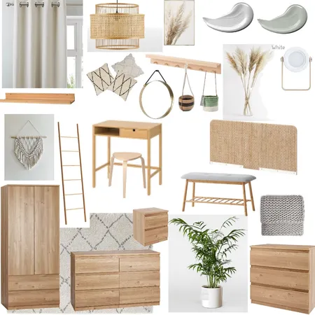 Janie's Bedroom - Final with rattan headboard Interior Design Mood Board by Jacko1979 on Style Sourcebook