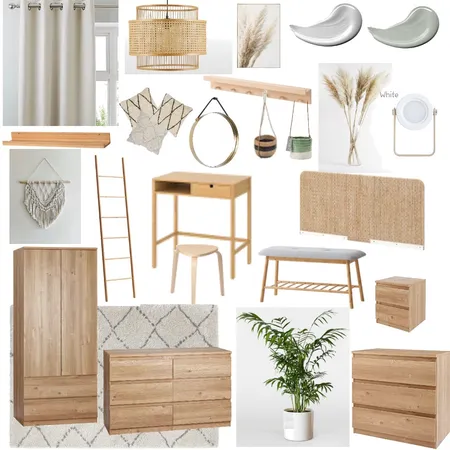 Janie's Bedroom - Final with rattan headboard Interior Design Mood Board by Jacko1979 on Style Sourcebook