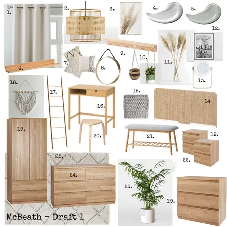 Janie's Bedroom - Final with numbers Interior Design Mood Board by Jacko1979 on Style Sourcebook