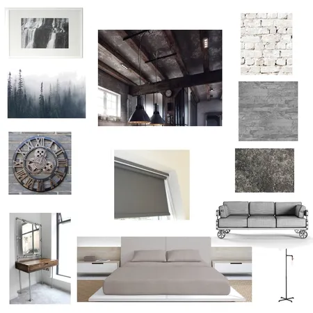 Industrial Themed Bedroom Interior Design Mood Board by shahsyedsohail on Style Sourcebook