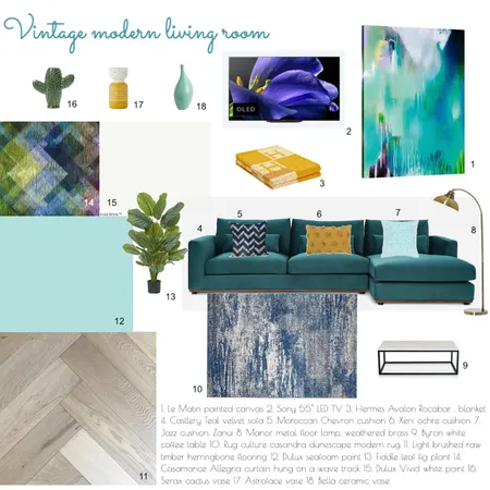 Vintage modern living room Interior Design Mood Board by Megan.webb@me.com on Style Sourcebook