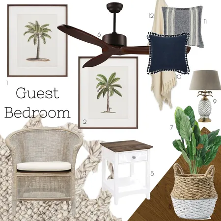 Guest Bedroom 3 Coastal Interior Design Mood Board by bronwynfox on Style Sourcebook