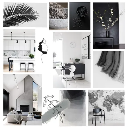 Achromatic Color Scheme Interior Design Mood Board by anarcay on Style Sourcebook