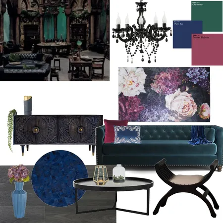 Gothic Living Room Interior Design Mood Board by kaelaN on Style Sourcebook