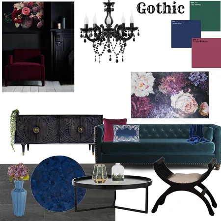 Gothic Living Room Interior Design Mood Board by kaelaN on Style Sourcebook