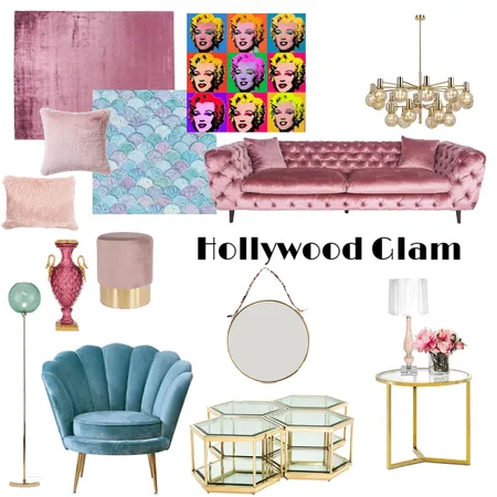 Hollywood Glam Lounge Room Interior Design Mood Board by meljay on Style Sourcebook