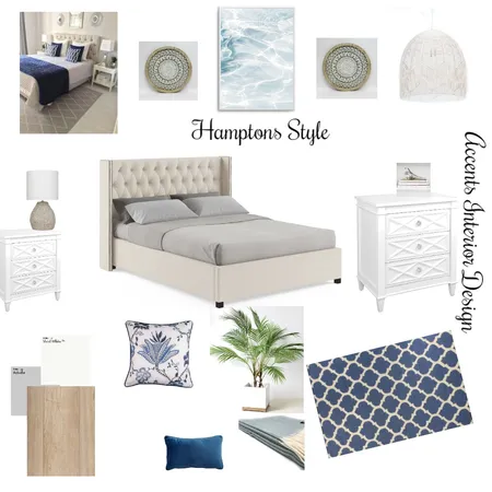 Hamptons Bedroom Interior Design Mood Board by Accents Interior Design on Style Sourcebook