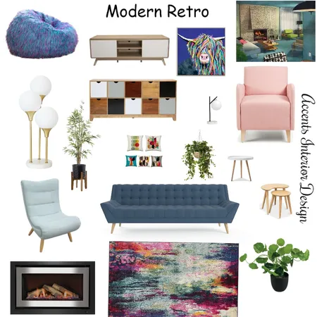 Modern Retro Living Room Interior Design Mood Board by Accents Interior Design on Style Sourcebook